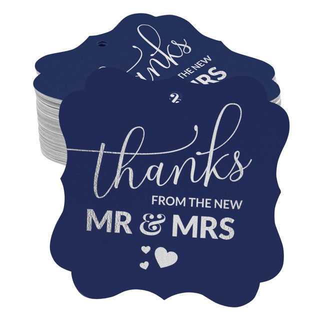 Inkdotpot Real Silver Foil Thanks From The New Wedding Tags Favor Bracket Shape Hang Pack Of 50 Paper Tags