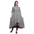 thumbnail image 1 of Bimba Robe Asymétrique Anarkali Kurti Imprimée pour Femmes, Blanc, Losanges Géométriques, Tenue Ethnique Indienne - X-Grand, 1 of 5