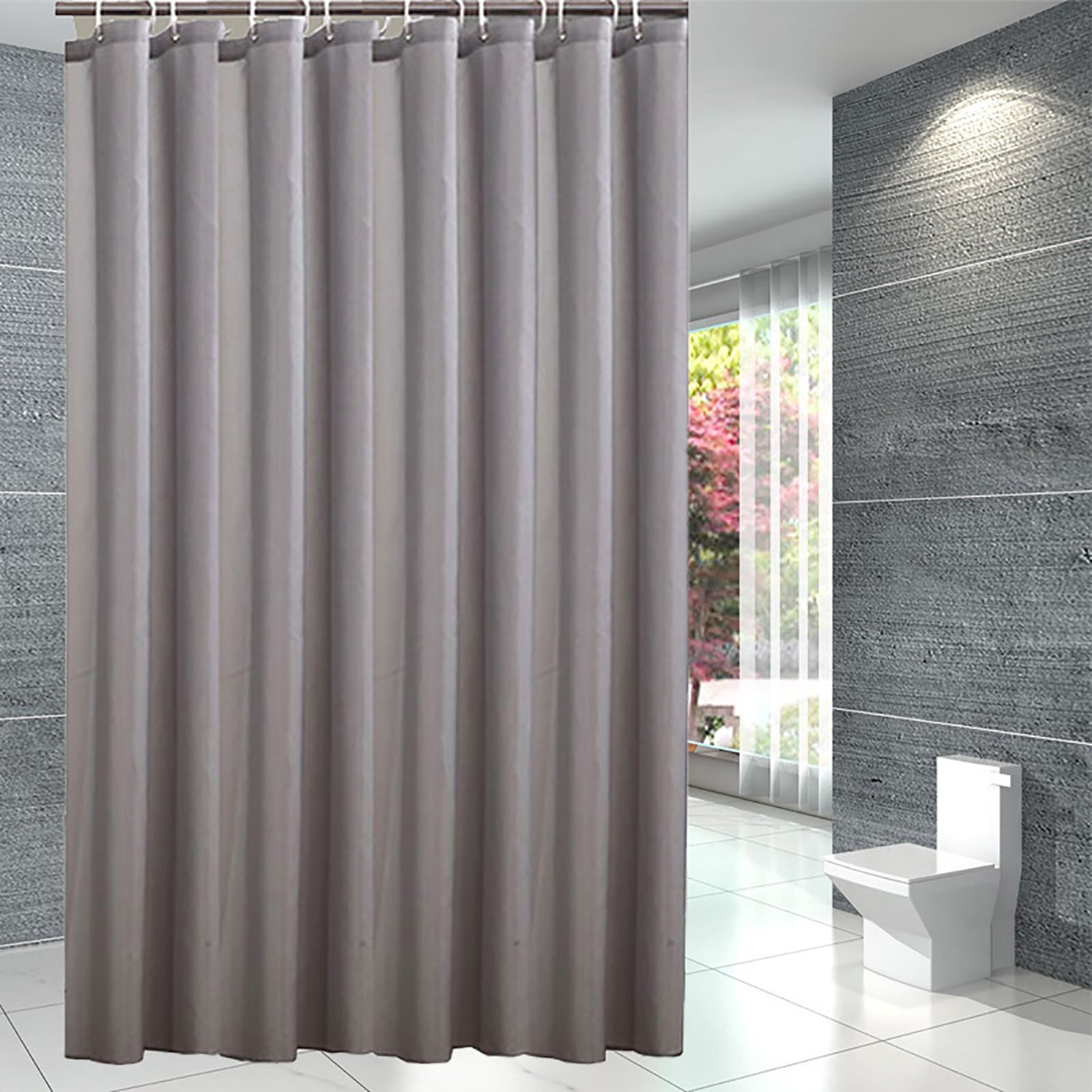 Aidoshy Gray Shower Curtain Fabric Plain Color Thickened And Polyester Bathroom Partition Curtains And Door Curtains Shower Curtain Liner Bathroom