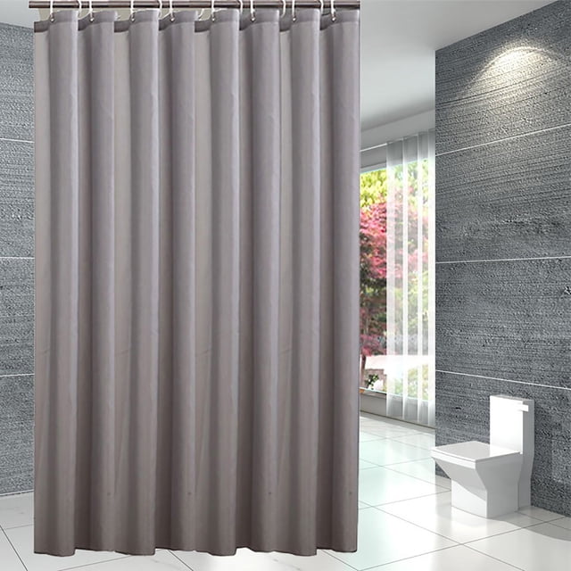 Fiudx Gray Polyester Shower Curtain | Waterproof & Quick-Dry Fabric | 100X180Cm Size | 1 Piece | Solid Color Bathroom Curtain with Rust-Resistant Grommets