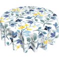 thumbnail image 1 of Watercolor Blue Yellow Floral Tablecloth Round 60 Inch Spring Rustic Sage Green Leaf Flower Decorative Table Cloth with Wrinkle Resistant for Home Kitchen Dining Table Outdoor Party Picnic, 1 of 6