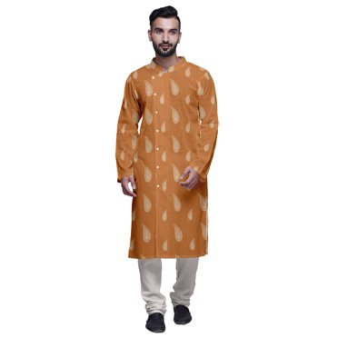 Atasi Kurta Pyjama de Designer pour Hommes Imprimé Style Angrakha Vêtements d'Été Décontractés