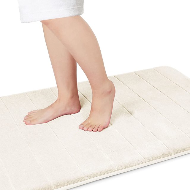 ORUYROP Memory Foam Bath Mat Large Size, Soft and Comfortable, Super Water Absorption, Non-Slip, Thick, Machine Wash, Easier to Dry for Bathroom Floor Rug (60.2 x 24 Inch, Cream)