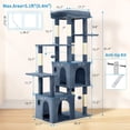 thumbnail image 4 of Yiwa Multi-Level 61" Cat Tree Tower, Sturdy Modern Cat Furniture for Large Cats and Maine Coons, Featuring Jumbo Perch, Two Spacious Condos, Sisal Scratching Posts, and Hanging Balls, 4 of 7