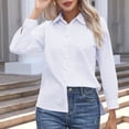 thumbnail image 3 of Yuyuzo Button down Shirts for Women Long Sleeve Lapel Collared Tunic Shirts Solid Color Tee Blouses, 3 of 6