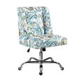 thumbnail image 1 of Linon Draper Paisley Upholstered Swivel Office Chair in Blue, 1 of 10