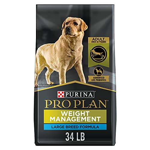 Purina Pro Plan Gestion du Poids Formule pour Grande Race Nourriture Sèche pour Chien Sac de 34 lb Montrant un Labrador Jaune retriever, Conçu pour les Chiens Adultes de Plus de 50 Livres avec Probiotiques Vivants Garantis pour Soutenir la Santé digestive et Immunitaire.