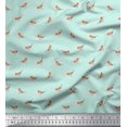 thumbnail image 1 of Soimoi Green Poly Georgette Fabric American Robin Bird Print Sewing Fabric BTY 42 Inch Wide, 1 of 5