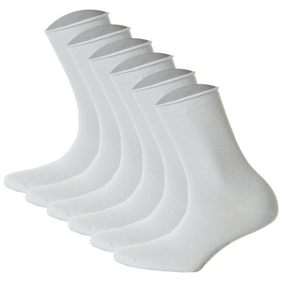 Hudson 6 pairs of ladies socks - Only 6-pack, short socks, roll-up band, Unicoloured White 5,5-7,5 UK