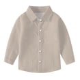 thumbnail image 1 of vdgthytj Toddler Baby Boys Girls Button down Shirts Kids Collared Long Sleeve Uniform Dress Shirt Tops Spring Fall Clothes, 1 of 6