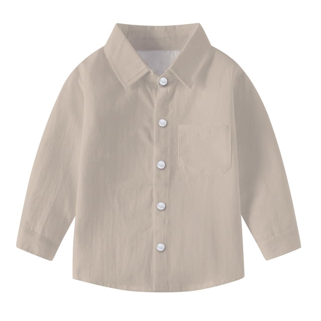 vdgthytj Toddler Baby Boys Girls Button down Shirts Kids Collared Long Sleeve Uniform Dress Shirt Tops Spring Fall Clothes