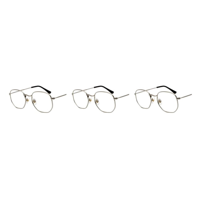 kurtrusly Lightweight Frame Unisex Hexagonal For Men And Women Materials silver frame C7 3Set
