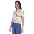 thumbnail image 2 of Moomaya Haut Court Imprimé pour Femmes Été Décontracté T-Shirt à Col à Fermeture à Glissière, 2 of 7