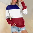 thumbnail image 2 of HKEJIAOI Chandails en Molleton pour Femmes Col Rond Bloc de Couleur Poids Moyen Manches Longues, 2 of 5