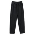 thumbnail image 1 of LUXUR Ladies Loungewear Mid Waisted Bottom Elastic Waist Trousers Basic Pants Solid Color Black M, 1 of 2