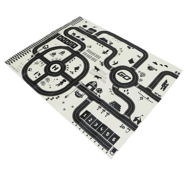 Large City Road Traffic System Playmat Activity Play Educational Toy featuring a 130 x 100 cm multicolored cloth mat with a detailed traffic system design. Includes roads, roundabouts, parking areas, and simulation elements like houses, playgrounds, and trees. Lightweight and non-slip, ideal for imaginative play with cars, trucks, and trains. Suitable for travel, education, and classroom use.