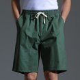 thumbnail image 2 of Birdeem Mens Solid Fashion Casual Cotton Drawstring Elastic Waist Half Shorts Pants, 2 of 12