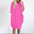thumbnail image 2 of Pompotops Robe Ample pour Femmes avec Poches, Col pour Dames, Hauts Longs Décontractés, Robe Grande Taille en Solde, 2 of 4