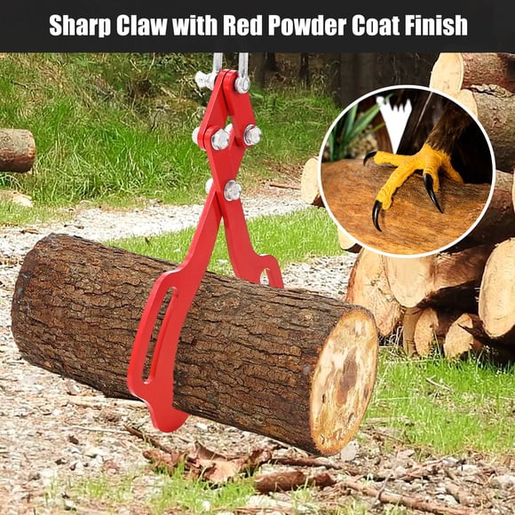 Heavy Duty Log Lifting Tongs, 2-Claw Steel Wood Grabber with Fixed Anti-Slip Ring for Firewood Logging, Efficient Handling for Tractors & Skidders, 18IN