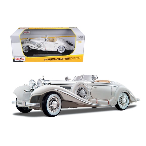 Maisto 1936 Mercedes 500K Special Roadster White 1/18 Diecast Model Car by Maisto