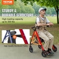 thumbnail image 2 of VEVOR Déambulateur à Roulettes pour Aînés et Adultes, Déambulateur à Roulettes Pliable en Aluminium Léger avec Siège et Poignée Ajustables, Déambulateur de Mobilité Extérieur avec Roues Tout-Terrain de 8 Pouces, Capacité de 300 Lb, 2 of 9