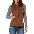 thumbnail image 1 of INSPIRE CHIC Veste Cargo Utilitaire pour Femme Sans Manches à Boutons devant en Faux Suède avec Poches TP Brun, 1 of 7