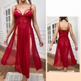 thumbnail image 1 of LSLJS Pyjama Aguichant en Dentelle à Décolleté Profond en Mesh pour Femmes, Jupe à Fente Latérale, Robe de Maison Longue, Ensemble de Pyjama pour Femmes, Robe de Pyjama pour Femmes, 1 of 7