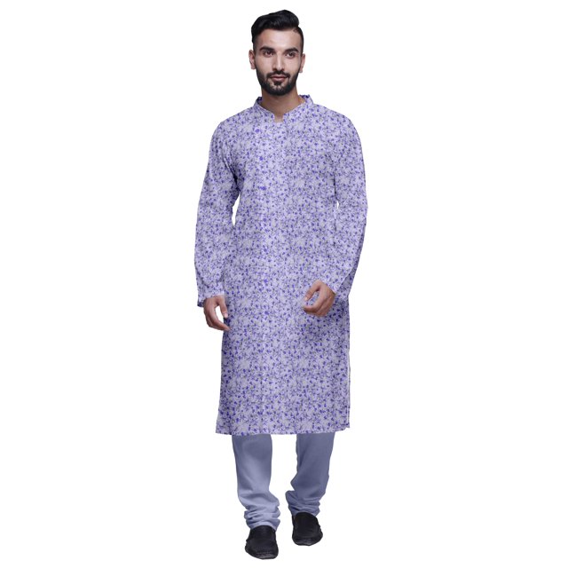 Atasi Kurta-Pyjama Long en Coton Imprimé pour Hommes, Kurta-Pyjama Décontracté de Designer, Vêtements