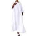 thumbnail image 2 of Gspmoly Robe d'Été, Robe à Manches Longues pour Femmes de Printemps et d'Été à Col en V, Unie et en Lin, Décontractée avec Poches, Robes Formelles pour Femmes Offres Prime, 2 of 6