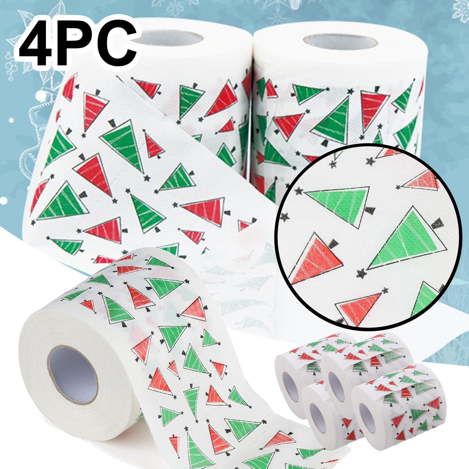TIMIFIS Roll Paper Christmas Pattern Color Toilet Paper Santa Christmas Tree Printed Tissue Kitchen Gadgets