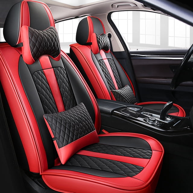 Maidao 2pcs Car Seat Cover Front Seats Only for Lexus for SC 2019-Present 2 Seats Leather Airbag Compatible Water Resistant Front Set Cushion Protector Black and Red