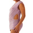 thumbnail image 4 of EIMELI Robe Mini Tricotée Ajourée Sans Manches une Épaule Dos Nu Ajustée Moulante Mode Urbaine, 4 of 6