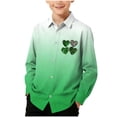 thumbnail image 1 of RXMEKW Chemise à Manches Longues Imprimée de la Saint-Patrick pour Garçons avec Col Rabattu, 95 % Coton 5 % Élasthanne, Vert, 1 of 7