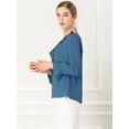 thumbnail image 4 of INSPIRE CHIC Women's Ruffle V Neck Elegant Office Work Chiffon Blouse Top, 4 of 6
