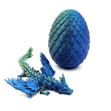 NAOJIE Dragon Imprimé 3d, Dragon, Jouets Dragon, Jouets Anti-Stress, Jouets Imprimés 3d, Oeufs Dragon Imprimés 3d avec Dragon à l'Intérieur, Jouets de Bureau Anti-Stress Dragon pour Cadres pour Cadeaux, Déco Maison Bureau - Bleu