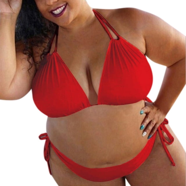 Womens Solid Push Up Padded Plus Size Bikini Set Swimsuit Bathing Suit Swimwear