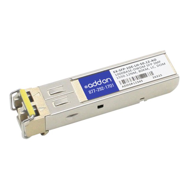 AddOn - module Émetteur-Récepteur SFP (mini-GBIC) - 1GbE - 1000Base-DWDM - LC Monomode - jusqu'à 60 km - Canal : 34 - 1550,12 nm - Conforme TAA - pour Réseaux Juniper SRX380; EX 3200; 4200; EX Series EX9204, EX9208