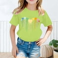 thumbnail image 2 of LUOGENLI T-Shirt pour Filles Enfant Filles Mignon Mode Imprimé Col Rond Manches Courtes Tee Été Décontracté Doux Ample T-Shirt Hauts Maxi Hauts Ensembles Filles Tenue 2 Pcs Plage Vert Clair 6-8 Ans, 2 of 5