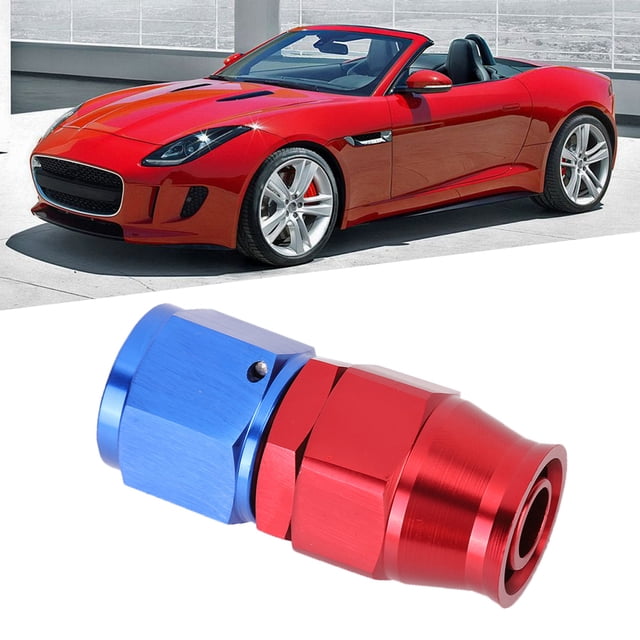 Aluminum Alloy Red Blue Oil Line End Fitting Adapter for PTFE Fuel Hose, Adjustable, Strong Retention, Integrated Design