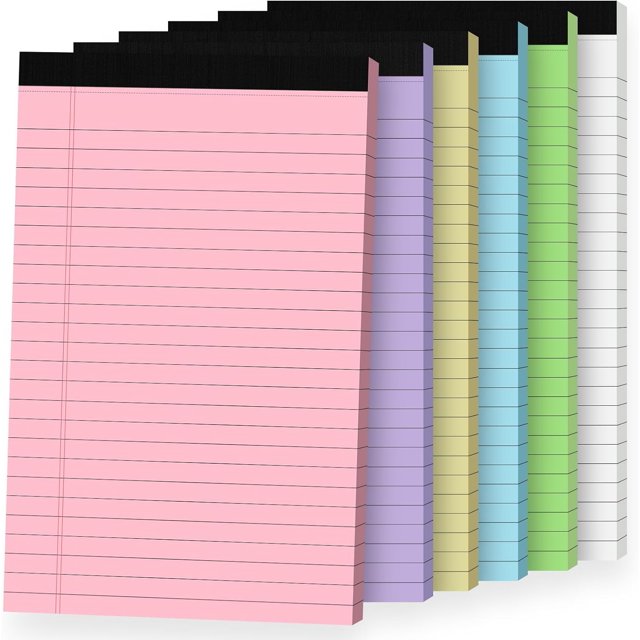 6pcs Small Note Pads, Color Notepads 5x8 College Ruled Notebook, Writing Pads 5 x 8, Legal Pads, Memo Pad Paper Perforate, Ruled Line Notebooks for Work, School, Office