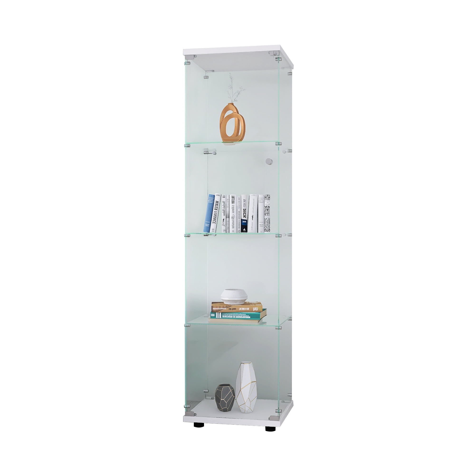 Noble House Glass Display Cabinet 4 Shelves with Door,white
