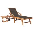 thumbnail image 1 of vidaXL Sun Lounger with Table and Cushion Solid Teak Wood, 1 of 5