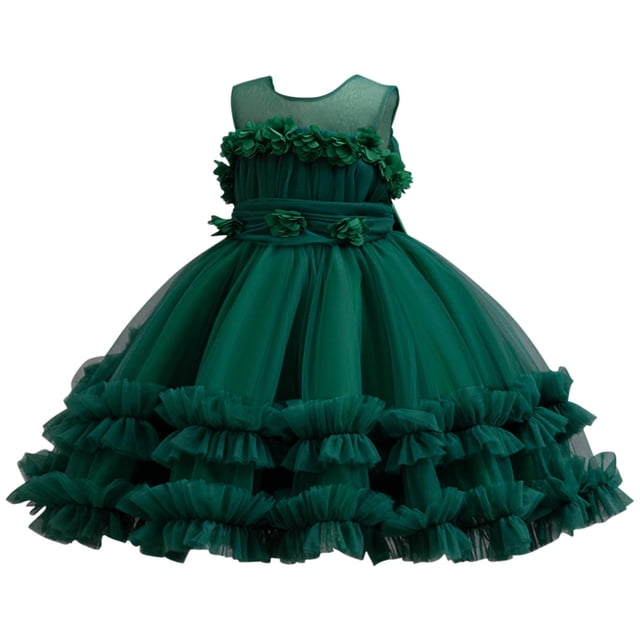 LOVZFMLL Jupe Princesse à Nœud pour Filles, Été, Manches Courtes, Volants, Dentelle, Col Rond, Broderie, en Maille