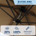 thumbnail image 4 of Garvee 10' x 6.5' Rectangular Patio Umbrella with Crank & Push Button Tilt,6 Sturdy Ribs, Brown, 4 of 7