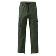 thumbnail image 4 of RKSTN Cargo Pants for Men Drawstring Solid Color Casual Multiple Pockets Trousers Outdoor Fitness Pants with Pockets, 4 of 5