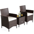 thumbnail image 3 of Patiojoy 3 Pieces Patio Rattan Conversation Furniture Wicker Chairs with Coffee Table & Cushions White, 3 of 7