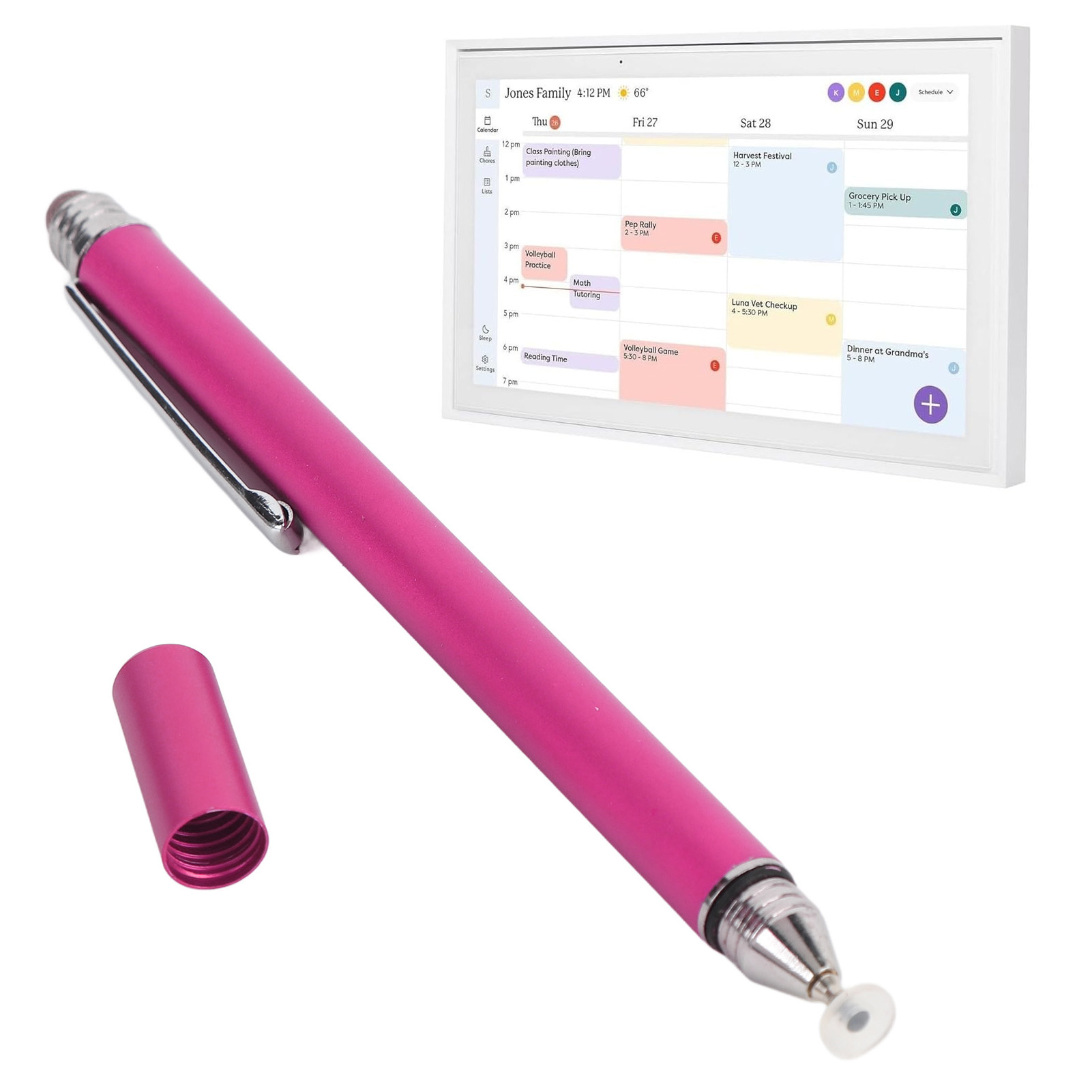 Stylus Pen Compatible with Skylight Calendar, Changingtouch Smart Display,Canupdog  Kaclendar Digital Calendar, DualTip Capacitive Stylus, Disc Tip Capacitive Stylus Pen