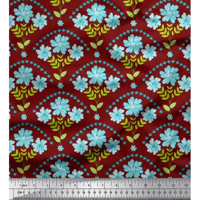 Soimoi Velvet Fabric Leaves,Floral & Scale Geometric Fabric Prints By Yard 58 Inch Wide