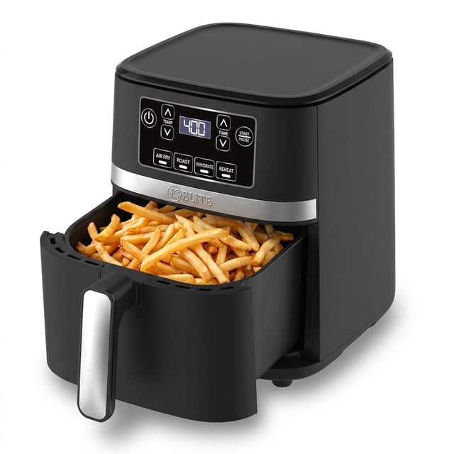Kitchen Elite 3 Qt Digital Air Fryer, Countertop Nonstick Basket Oven, Black