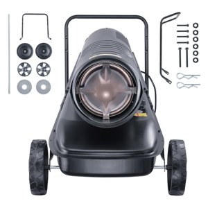 KFFKFF Diesel Torpedo Heater, 215000 BTU, Portable with Thermostat Control, 13.2 Gallon Tank, Efficient for Indoor and Outdoor Spaces, Workshops, and Industrial Environments